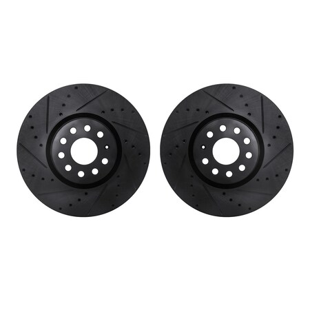 Dynamic Friction Co Rotors-Drilled and Slotted-Black, Zinc Plated black, Zinc Coated, 8002-74016 8002-74016